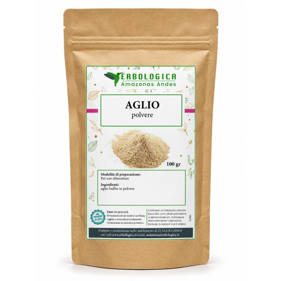 Confezione di aglio in polvere Erbologica Amazonas Andes da 100 g