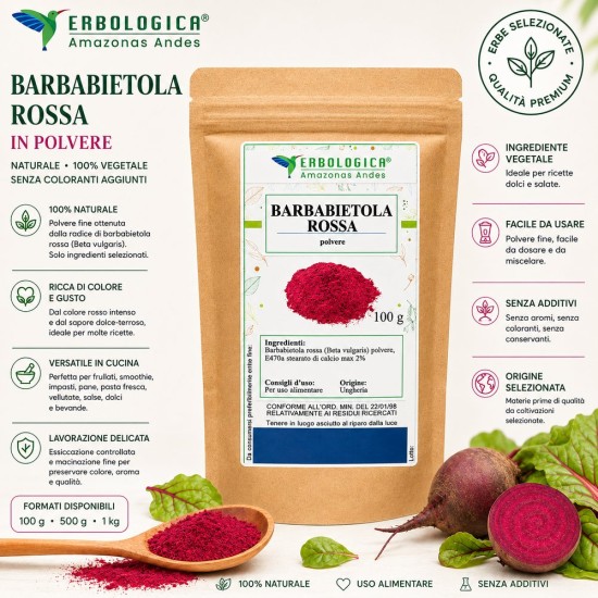 Barbabietola rossa in polvere per frullati impasti dolci e ricette salate