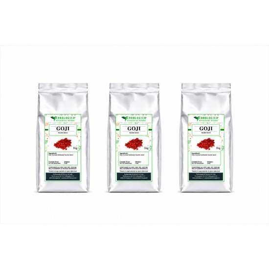 Goji Bacche Intere 3kg - 3 Buste Argentate Tre buste argentate da 1kg di Goji bacche