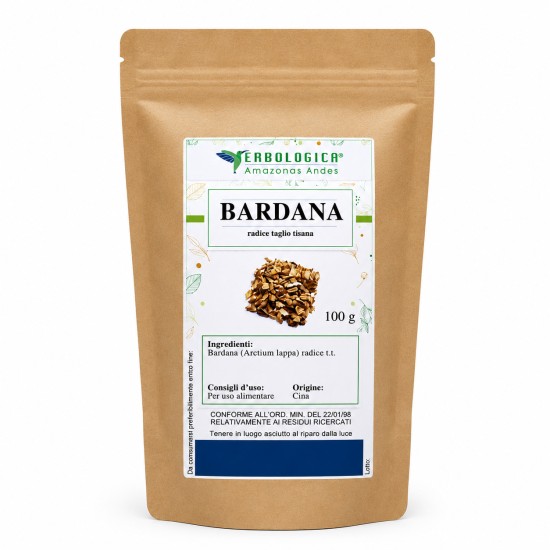 Bardana radice taglio tisana (Arctium lappa) in busta kraft da 100g Erbologica Amazonas Andes