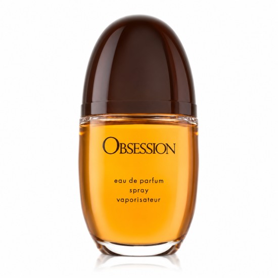 Primo piano del flacone da 100ml di Calvin Klein Obsession Eau de Parfum su sfondo bianco
