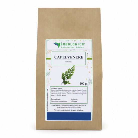 Sacchetto kraft da 100g di Capelvenere Sommità Erbologica Amazonas Andes.