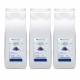 Tre pouch argentati da 1kg di Carbone Vegetale in polvere Erbologica Amazonas Andes affiancati su sfondo chiaro con etichetta frontale del prodotto.