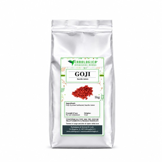Goji Bacche Intere 1kg - Busta Argentata Erbologica Goji bacche intere 1kg in busta argentata