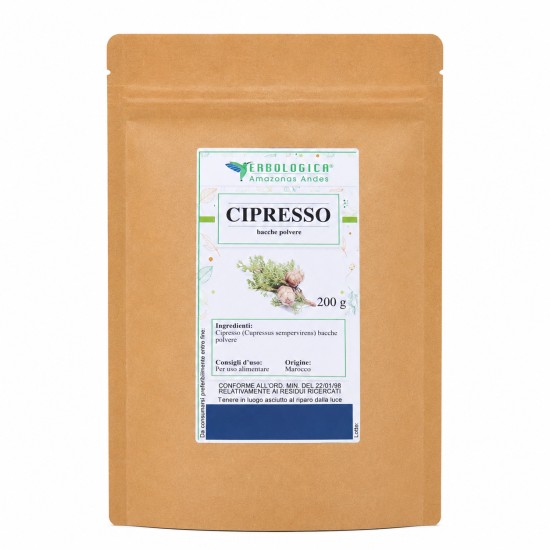 Bacche di cipresso in polvere 200g Bacche di cipresso in polvere confezione da 200 g per uso alimentare e preparazioni erboristiche