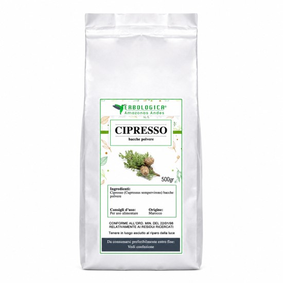 Bacche di cipresso in polvere 500g Bacche di cipresso in polvere confezione da 500 g per uso alimentare e preparazioni erboristiche