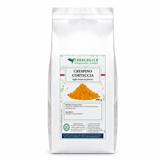 Crespino Corteccia in Polvere 500 g Erbologica Amazonas Andes Confezione Confezione da 500 g di Crespino Corteccia in Polvere Erbologica Amazonas Andes in busta richiudibile
