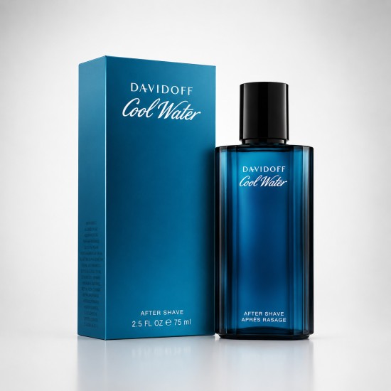 Davidoff Cool Water After Shave 75 ml da uomo con flacone e confezione originale, lozione dopobarba dalla fragranza fresca e aromatica.