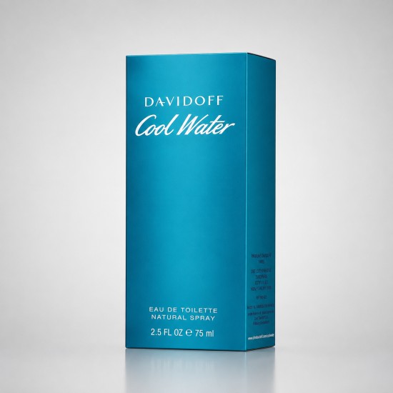 Confezione di Davidoff Cool Water Eau de Toilette 75 ml Natural Spray da uomo con scatola originale.