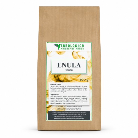 Confezione di Enula Tisana Composta 100 g Erbologica Amazonas Andes, miscela di erbe per infuso naturale.