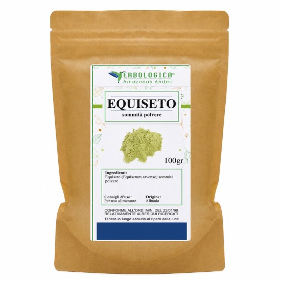 Equiseto in Polvere 100gr Erbologica Amazonas Andes Busta di Equiseto in Polvere 100gr Erbologica Amazonas Andes, polvere di Equisetum arvense per preparazioni erboristiche e uso alimentare.