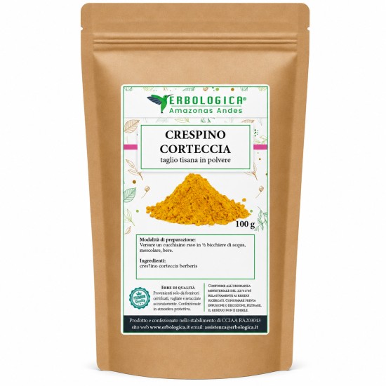 Erbologica Amazonas Andes Crespino Corteccia in Polvere 100 g Crespino corteccia in polvere 100 g Erbologica Amazonas Andes in confezione richiudibile per uso erboristico e tisane