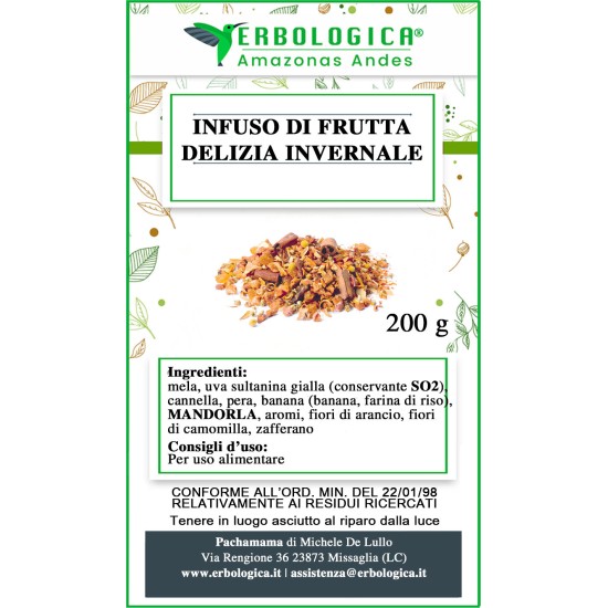 Infuso di frutta delizia invernale 200 grammi etichetta Infuso di frutta delizia invernale 200 grammi