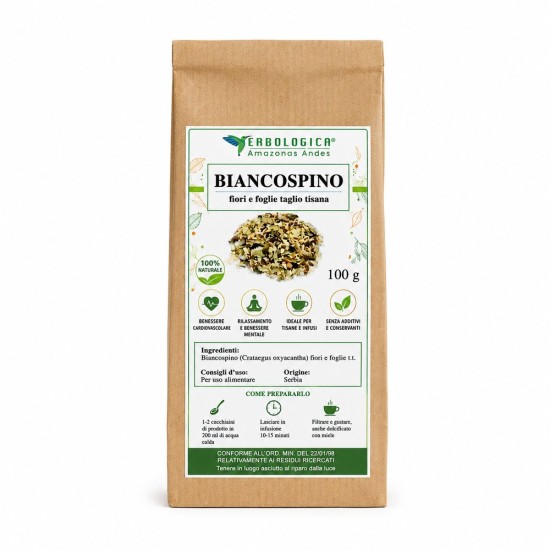 Biancospino Fiori e Foglie Taglio Tisana Naturale Biancospino fiori e foglie taglio tisana essiccati 100% naturali