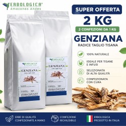 Genziana Radice Taglio Tisana 2 kg (2 Confezioni da 1 kg) - Formato Convenienza
