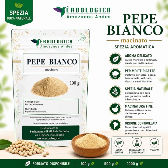 Pepe Bianco Macinato Erbologica Spezia per Cucina