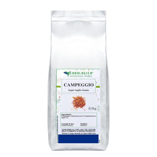 Campeggio Legno Taglio Tisana Haematoxylum campechianum 500g Erbologica Amazonas Andes Pouch Argentato Pouch argentato da 500g di Campeggio Legno Taglio Tisana (Haematoxylum campechianum) Erbologica Amazonas Andes.