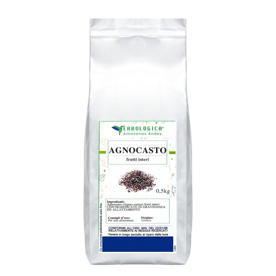Busta di agnocasto frutti interi Erbologica Amazonas Andes da 500 g.