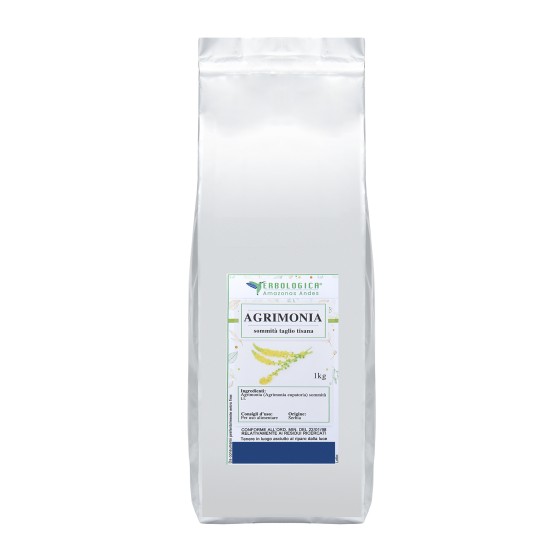 Sacchetto di agrimonia sommità taglio per tisana naturale Erbologica Amazonas Andes da 1 kg.