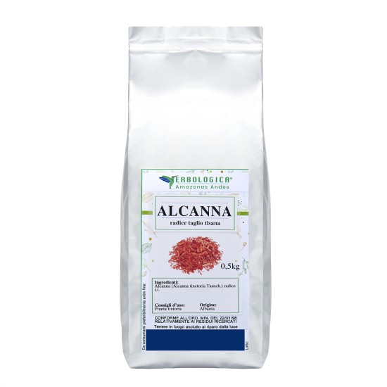 Busta grande di Alcanna radice taglio tisana da 500 grammi Erbologica Amazonas Andes.
