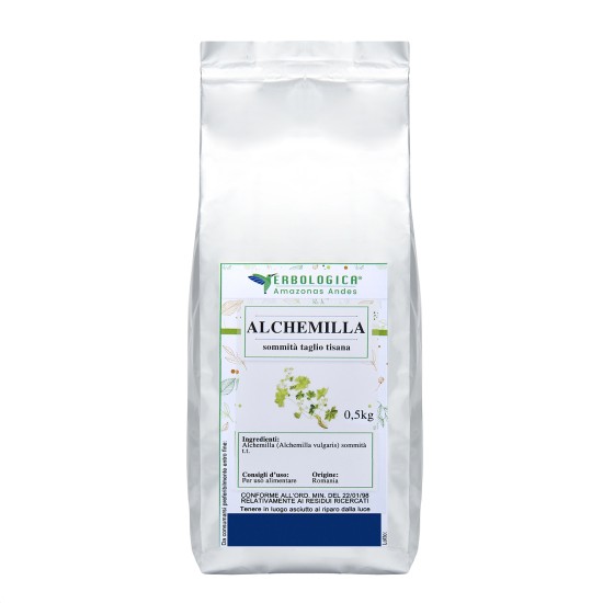 Alchemilla Sommità Taglio Tisana 500g Erbologica Busta da 500 g di Alchemilla sommità taglio tisana Erbologica Amazonas Andes per tisane naturali e preparazioni erboristiche.