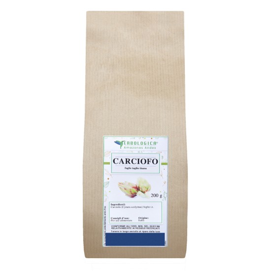 Sacchetto kraft da 200g di Carciofo (Cynara scolymus) foglie taglio tisana Erbologica Amazonas Andes