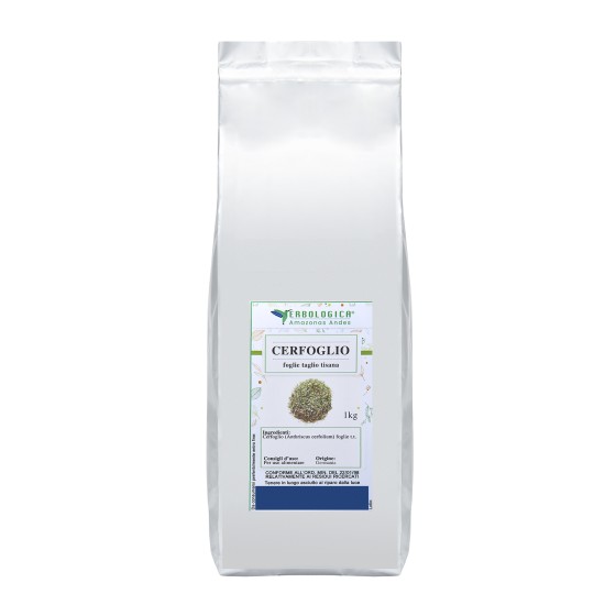 Confezione da 1 kg di cerfoglio foglie taglio tisana Erbologica