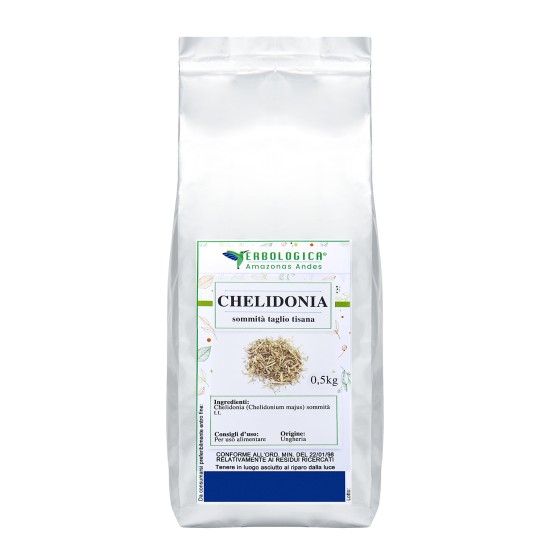Chelidonia tisana 500g Busta da 500 grammi di chelidonia sommità taglio tisana Erbologica