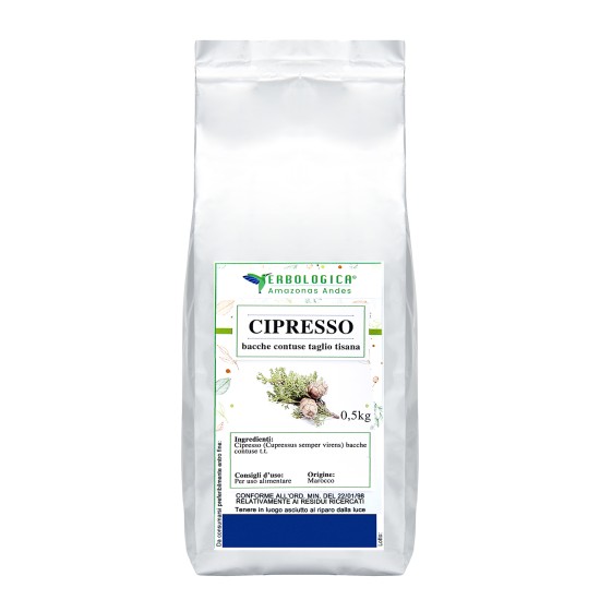 Cipresso bacche contuse tisana 500g Confezione da 500g di cipresso bacche contuse per infuso e tisana
