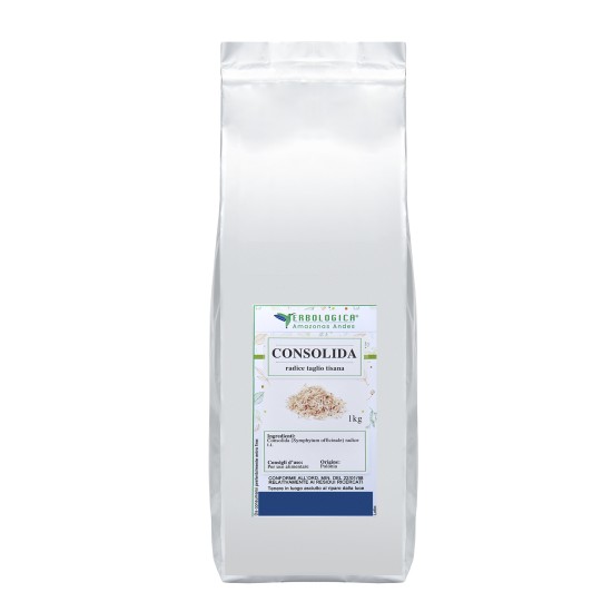 Consolida Radice Tisana 1kg Erbologica Amazonas Andes Consolida Radice Tisana 1kg di Erbologica Amazonas Andes, radice essiccata taglio tisana in busta richiudibile da 1 kg
