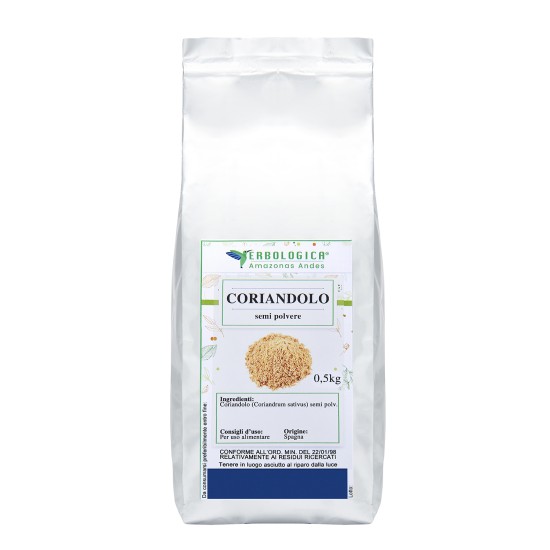 Coriandolo in Polvere 500 g confezione Erbologica Amazonas Andes Busta di Coriandolo in Polvere 500 g Erbologica Amazonas Andes