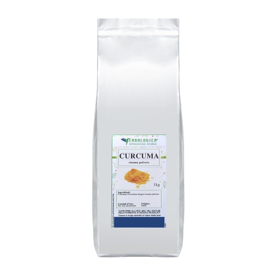 Curcuma in Polvere Premium 1kg (Curcuma longa) in busta Erbologica Amazonas Andes