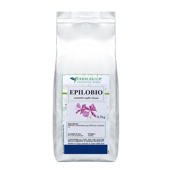 Confezione di Epilobium Parviflorum Taglio Tisana 500 g Erbologica Amazonas Andes, sommità taglio tisana per infuso naturale.