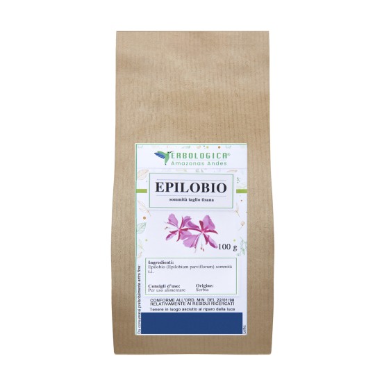 Confezione di Epilobium Parviflorum Taglio Tisana 100 g Erbologica Amazonas Andes, sommità taglio tisana per infuso naturale.