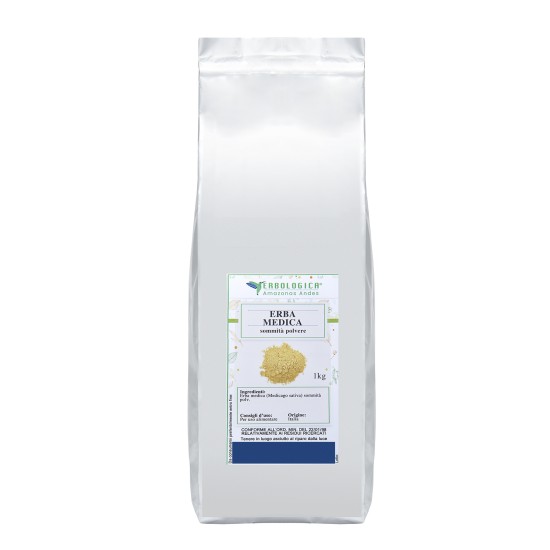 Erba Medica in Polvere 1kg Confezione Erbologica Amazonas Andes Sacchetto da 1kg di Erba Medica in Polvere Erbologica Amazonas Andes