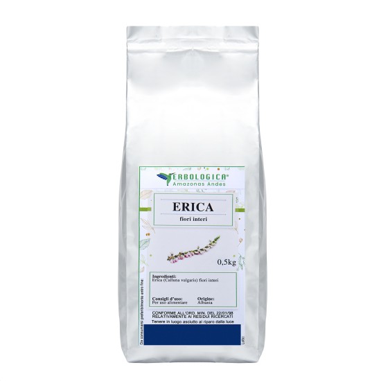 Confezione da 500g di Erica Fiori Tisana Erbologica Amazonas Andes con fiori interi di erica per infusi e tisane naturali