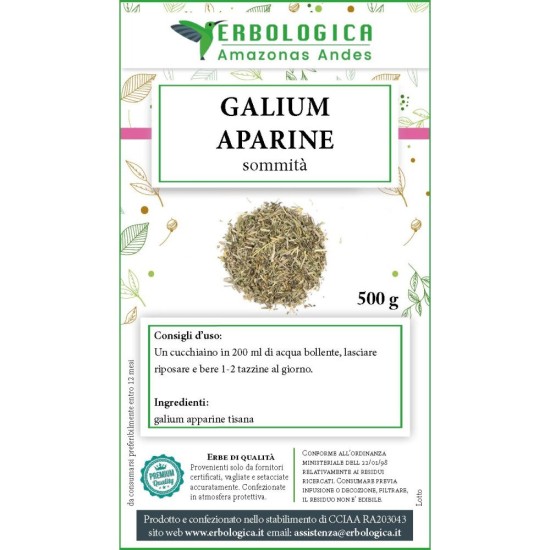 Galium aparine sommità taglio tisana Galium aparine sommità taglio tisana pianta officinale sfusa per infusi in confezioni da 100, 500 e 1000 grammi