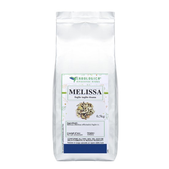 Melissa Foglie Tisana con foglie essiccate di Melissa officinalis per infusi naturali.