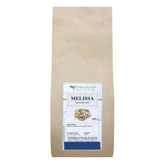 Melissa Foglie Tisana con foglie essiccate di Melissa officinalis per infusi naturali.