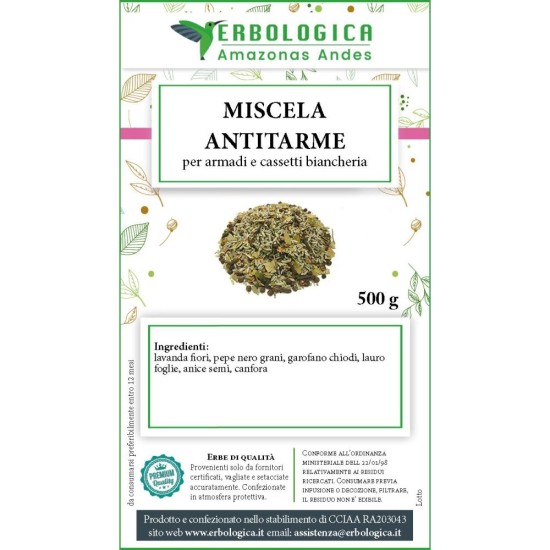 Miscela Antitarme Naturale per Armadi e Cassetti 100 g Erbologica Antitarme Naturale Erbologica 100 g con Lavanda Canfora e Spezie per Armadi e Biancheria