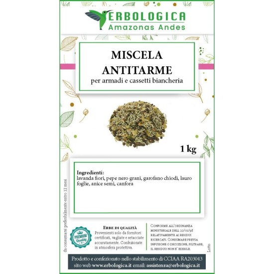 Miscela Antitarme Naturale per Armadi e Cassetti 100 g Erbologica Antitarme Naturale Erbologica 100 g con Lavanda Canfora e Spezie per Armadi e Biancheria