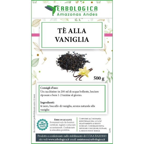 Tè nero alla vaniglia naturale miscela aromatica Erbologica