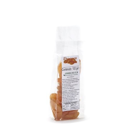 Albicocche Disidratate Naturali Erbologica 100g Confezione trasparente di albicocche essiccate Erbologica da 100 grammi.