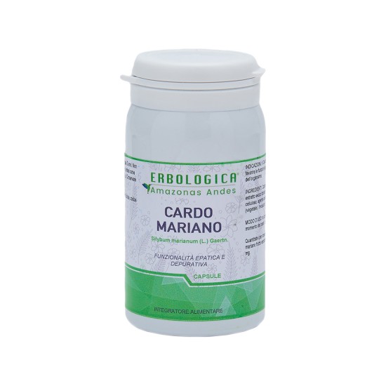 Cardo Mariano Capsule Erbologica Amazonas Andes Flacone Integratore Alimentare Flacone di Cardo Mariano (Silybum marianum) capsule Erbologica Amazonas Andes integratore alimentare per funzionalità epatica e depurativa